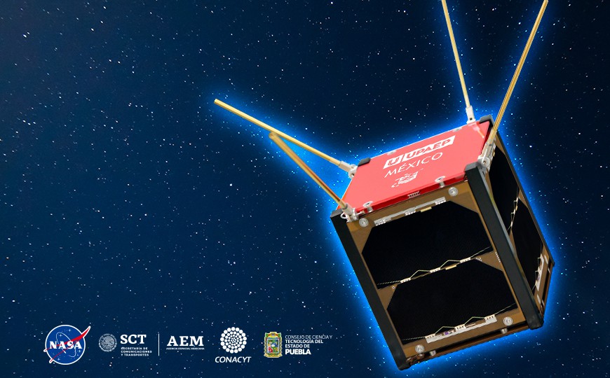 Nanosatélie AztechSat-1.jpg Nanosatélite AztechSat-1, creado por alumnos y profesores de la Universidad Popular Autónoma de Puebla.