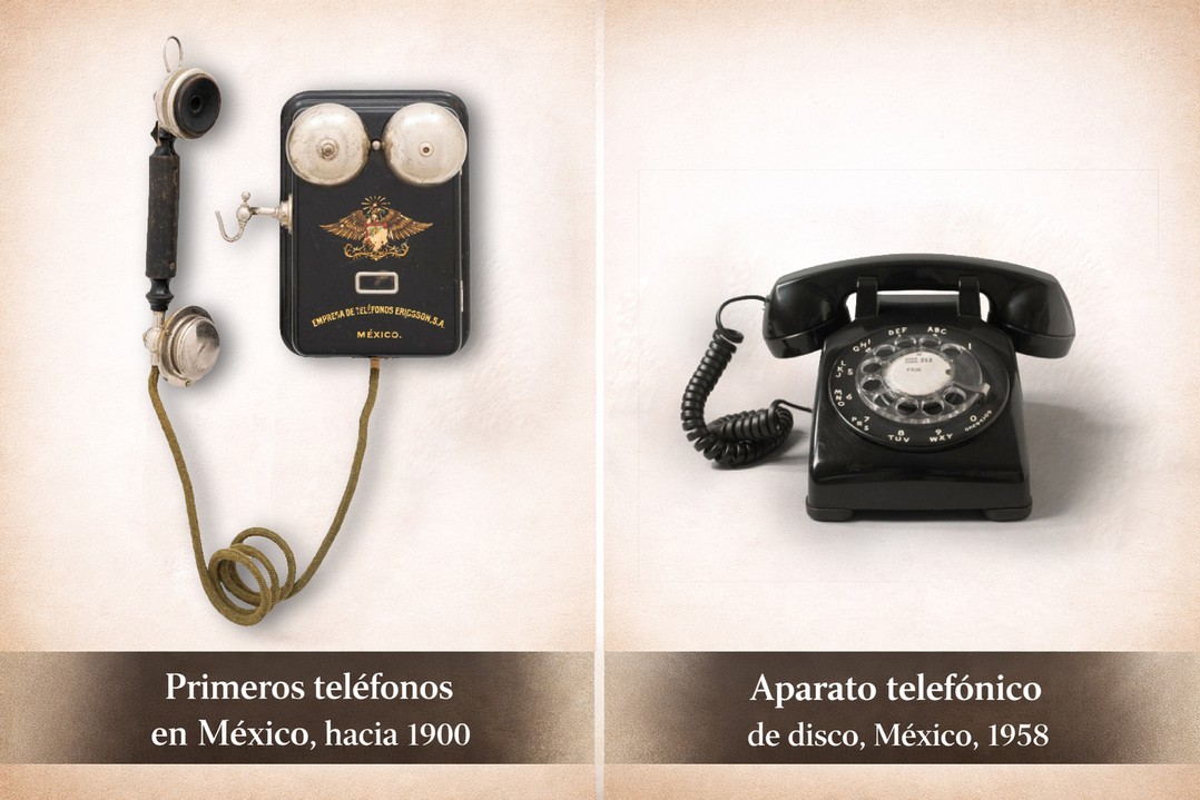 De los tres mil teléfonos instalados en 1900 a los casi 450 mil en 1958, México lograba un gran avance en la dotación de este servicio. https://www.freepik.es/fotos/telefono-antiguo-manivela / https://www.shutterstock.com/es/search/pop-art-phone?image_type=illustration