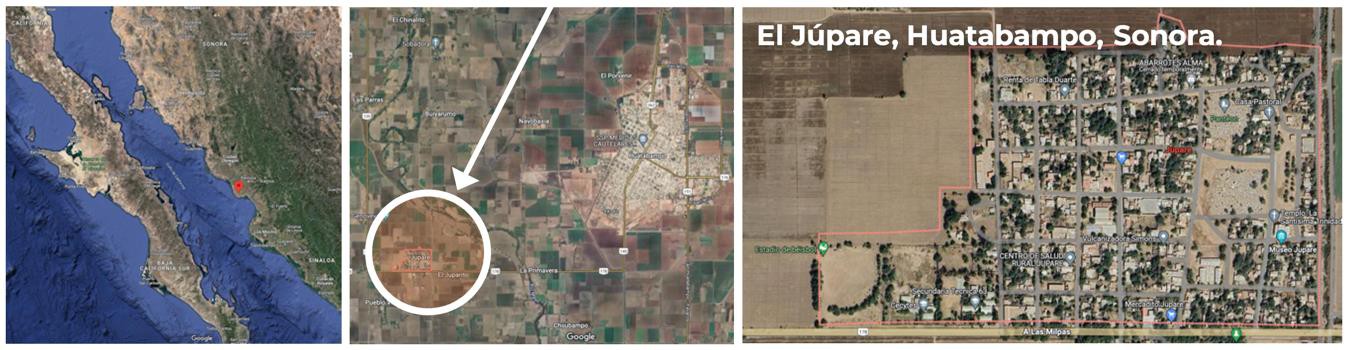 2 Ubicación geográfica de El Júpare.jpg Ubicación geográfica de El Júpare, Huatabampo, Sonora. Imágenes satelitales de Google Maps.