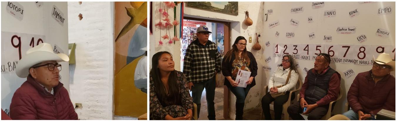 8 (Izq.) Profesor de canto en lengua Mayo.jpg (Izq.) Profesor de canto en lengua Mayo. Entre otras actividades, en el Centro de Cultura se instruye a niños y jóvenes con clases de canto en lengua originaria.