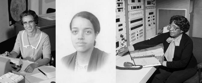 3 Las matemáticas afroamericanas Katherine Johnson Dorothy Vaughan y Mary Jackson.jpg Las matemáticas afroamericanas Katherine Johnson, Dorothy Vaughan y Mary Jackson participaron en el desarrollo de los cálculos necesarios para el lanzamiento de los cohetes y astronautas de la NASA. Imagen recuperada de: NASA.