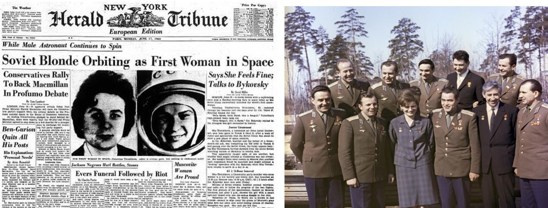 7 Para ser la primera mujer cosmonauta.jpg Para ser la primera mujer cosmonauta, Valentina Tereshkova estudió matemáticas, meteorología, astronomía, física, computación y navegación espacial con el rango militar de “soldado”. Imágenes recuperadas de: Herald Tribune y Tour Moscú.
