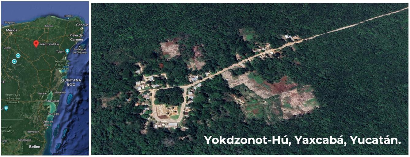 1 Ubicación geográfica de Yokdzonot-Hú.jpg Ubicación geográfica de Yokdzonot-Hú, Yaxcabá, Yucatán. Imágenes satelitales de Google Maps.