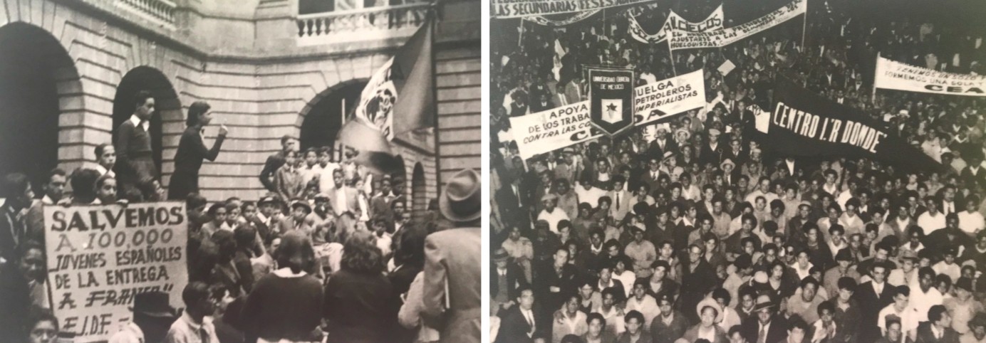 Desde su creación en 1910 los estudiantes de la Universidad Nacional se reunieron.jpg Desde su creación en 1910, los estudiantes de la Universidad Nacional se reunieron, manifestaron y organizaron en sus centros y escuelas. En 1937, ‘ante la amenza de un mundo que se derrumbaba’, los universitarios asumieron la responsabilidad que les imponía su tiempo y la realidad del país. Fotos recuperadas del libro: El Barrio Universitario en el proceso de institucionalización…