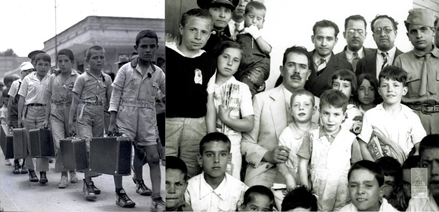 Vender pertrechos y prestar ayuda moral y material al gobierno legítimamente constituido en España fueron acciones con las que el cardenismo se solidarizó con el pueblo español. A causa de la Guerra Civil, México recibió 500 niños españoles que fueron alojados y atendidos en escuelas-internados. Fotos recuperadas de: El Tiempo y su Memoria.