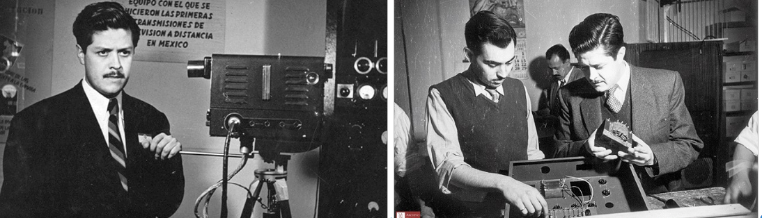 El ingeniero Guillermo González Camarena.png El ingeniero Guillermo González Camarena trabajó arduamente para el desarrollo de la televisión. Inventor original e infatigable, realizó exhibiciones públicas del equipo necesario para transmitir señales televisivas, además de que patentó los sistemas que incidieron en la invención de la televisión a color. Fotos: Archivo General de la Nación.