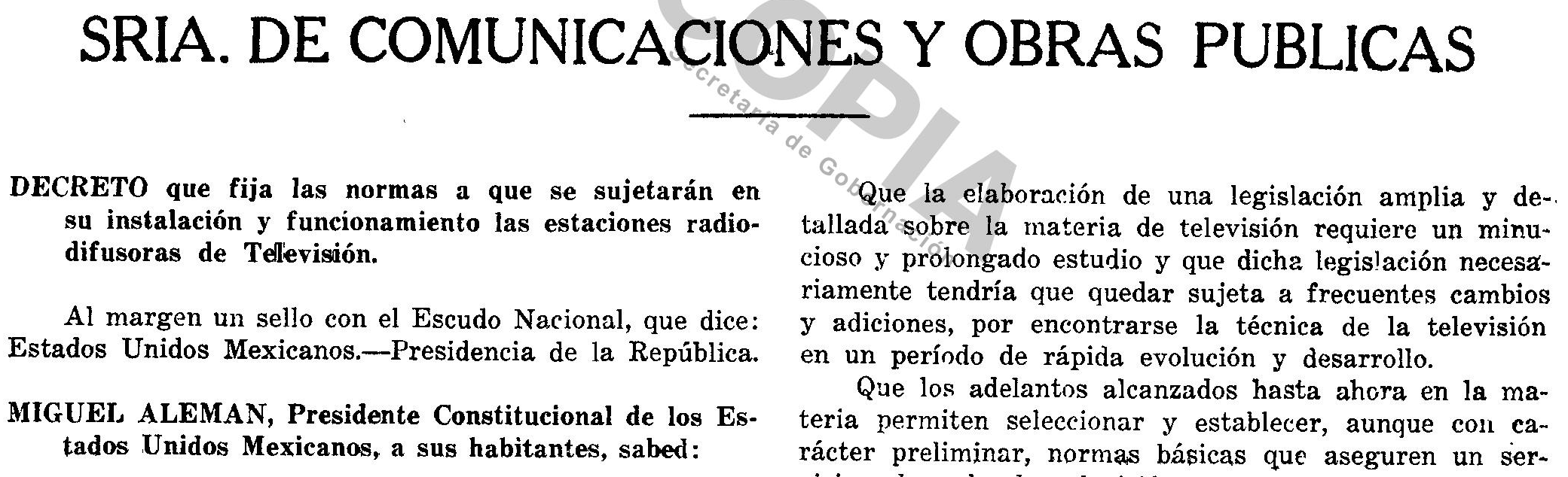Por el auge de la televisión la SCOP publicó a inicios de 1950.png