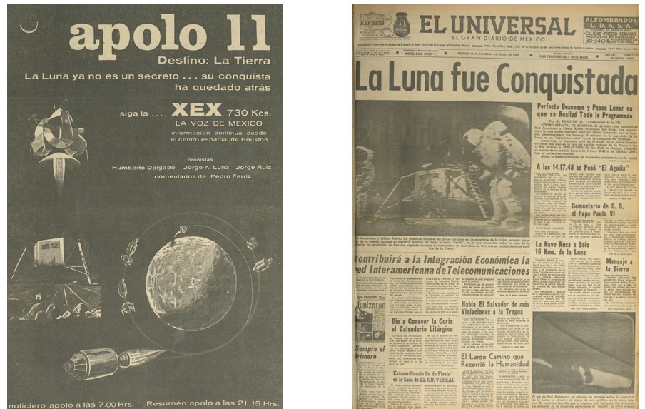 La relevancia informativa del primer viaje a la Luna.jpg La relevancia informativa del primer viaje a la Luna provocó que todos los medios de comunicación mexicanos disponibles en la época, se volcaran a la cobertura del acontecimiento científico y cultural más sobresaliente de la historia contemporánea. Imágenes recuperadas de: El Universal.
