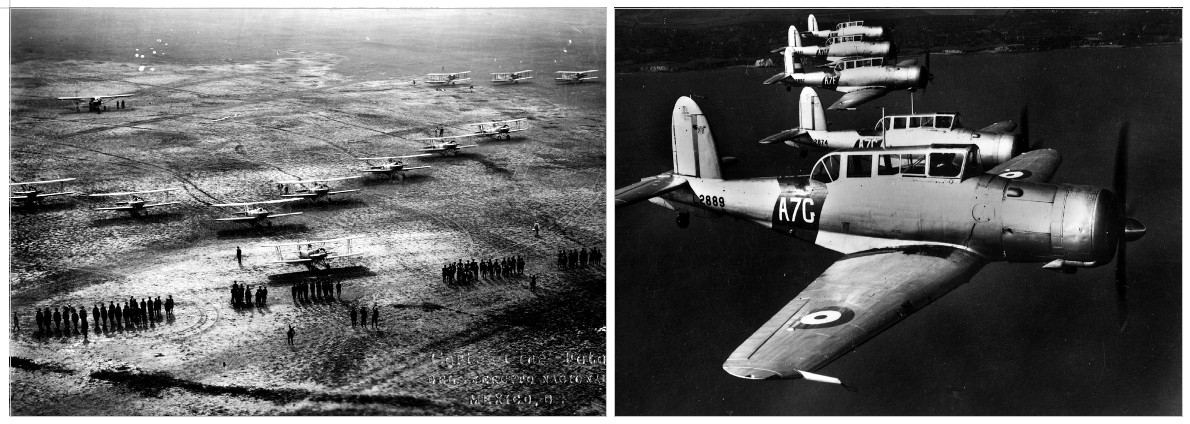 En 1942 tras dos años de iniciada la II Guerra Mundial.jpg En 1942, tras dos años de iniciada la II Guerra Mundial, México se declaró en estado de guerra con los países del Eje, abriendo una nueva etapa en el desarrollo de la aviación nacional.