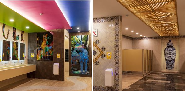 4 banios.png Como muestra importante de nuestra cultura los baños temáticos exhiben singular ornamentación: alebrijes y cerámica de talavera, tradiciones que nos distinguen a nivel mundial. https://aifa.aero/