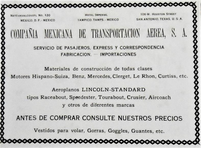 Anuncio publicitario de la Compañía Mexicana de Transportación Aérea. Libro: Libro:  Mexicana la primera siempre será la primera.