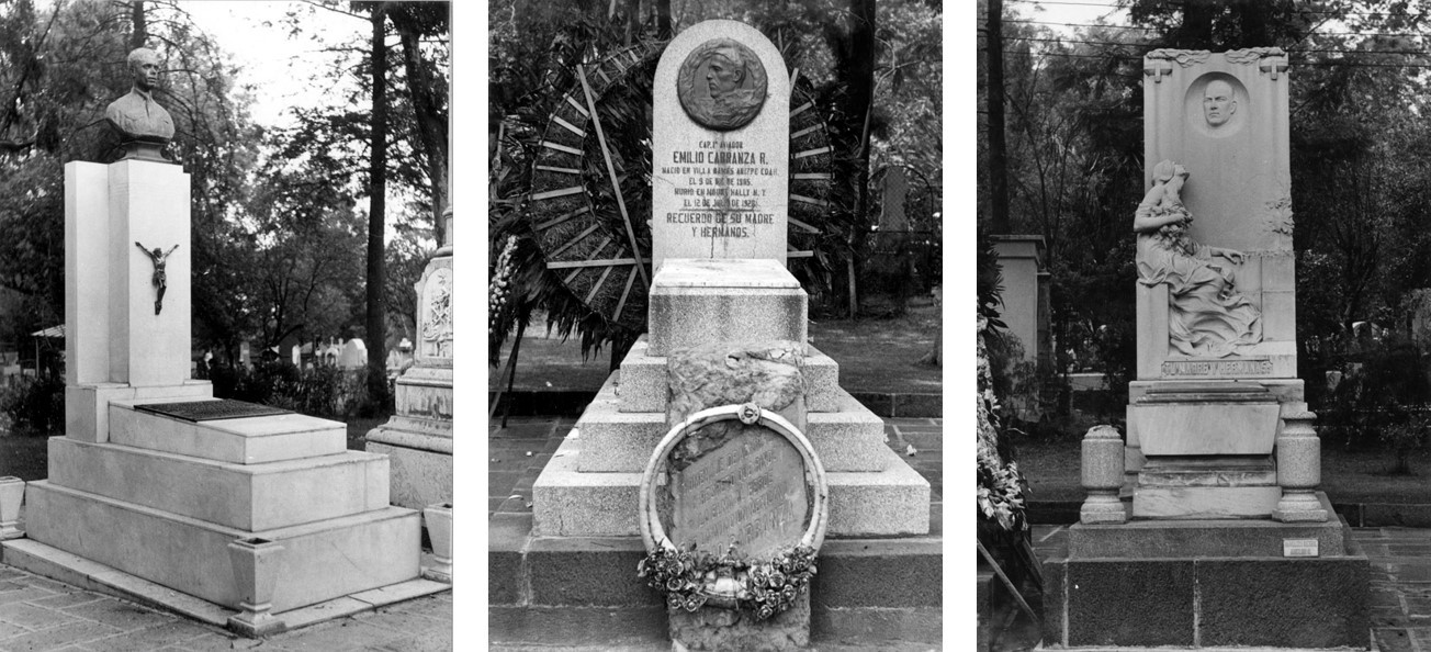 ILUSTRES3.jpg Sarabia, Carranza y Sidar comparten el espacio dedicado a la Rotonda de las Personas Ilustres en el panteón de Dolores de la Ciudad de México. Reproducción autorizada por el Instituto Nacional de Antropología e Historia.