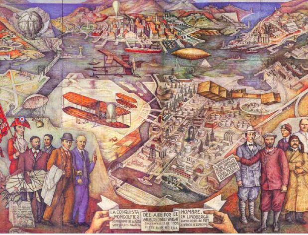 6 Desde la perspectiva de OGorman.jpg Desde la perspectiva de O’ Gorman, los desafíos de la aviación fueron superados por pilotos que con su inteligencia y capacidad conquistaron los cielos desde la tierra. Imagen: La conquista del aire por el hombre.