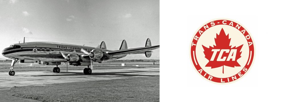 5 Avión tetramotor de la compañía Trans-Canada.jpg Avión tetramotor de la compañía Trans-Canadá Airlines y su logotipo inicial. https://es.wikipedia.org/wiki/Trans_Canada_Airlines y https://sierrahotel.net/products/trans-canada-airlines-vintage-logo