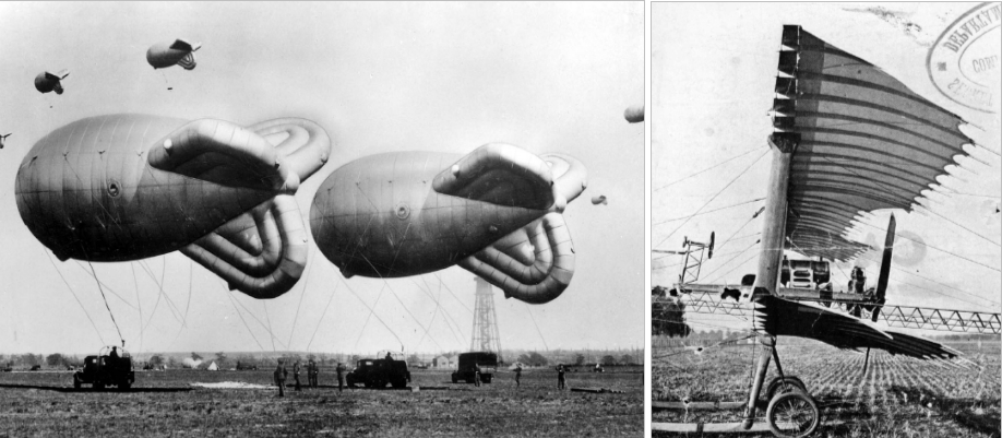 El manejo de globos y aviones fue estudiado en 1909.jpg