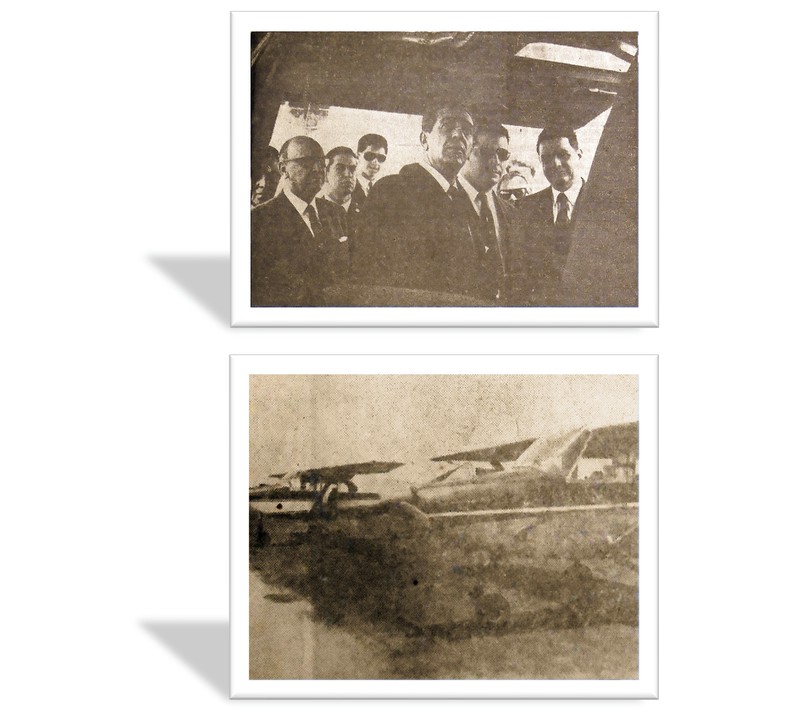 AVIONES MX 08.jpg El presidente López Mateos observa con detalle el avión LASA 60 en terrenos del hangar presidencial en el Aeropuerto de la Ciudad de México. El Universal 18 de julio de 1961.