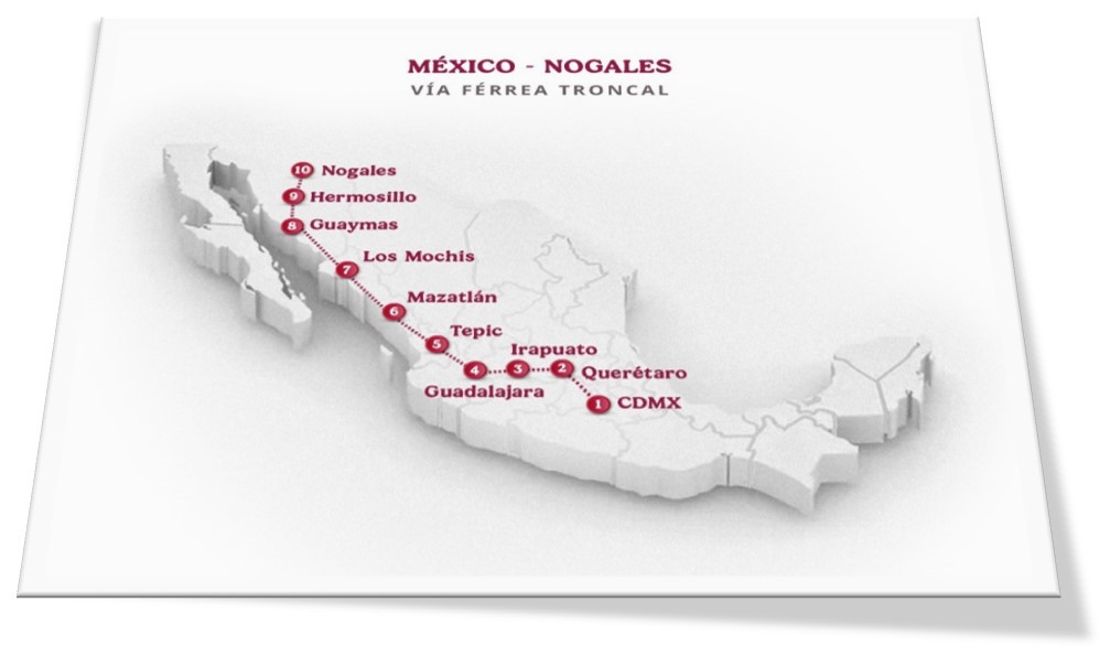 6 Recorrido de la vía troncal .jpg Recorrido de la vía troncal México-Nogales.