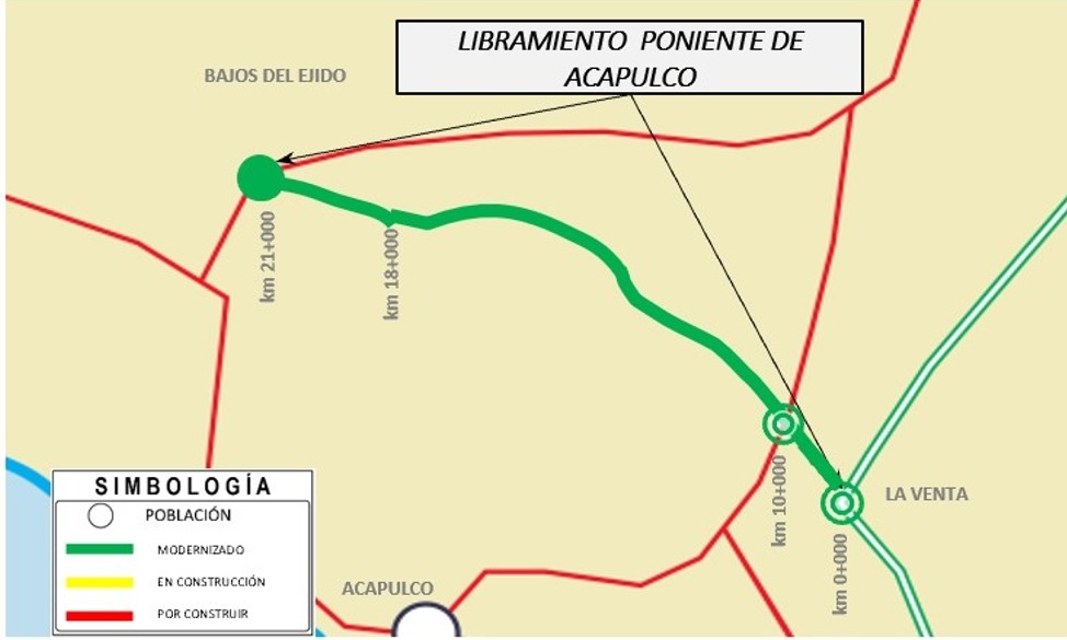 Mapa que muestra el trazo del Libramiento Poniente de Acapulco en su primera etapa.jpg