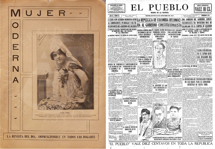 6 Mujer Moderna y El Pueblo fueron las tribunas .jpg Mujer Moderna y El Pueblo fueron las tribunas periodísticas en las que Hermila Galindo difundió su posición sobre los asuntos más urgentes de las mexicanas y de la Revolución. Fotos recuperadas de: Mujer Moderna y El Pueblo.