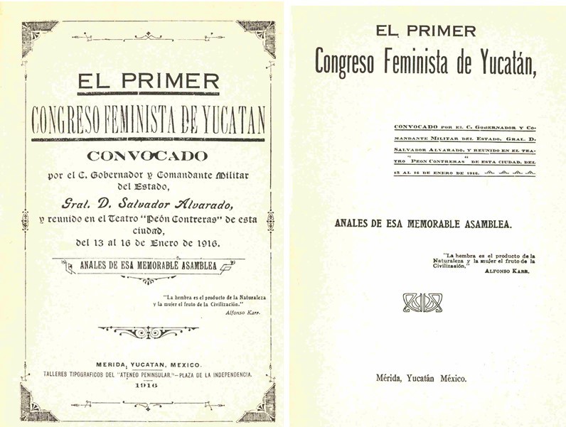 7 Para lograr el reconocimiento de los derechos laborales.jpg Para lograr el reconocimiento de los derechos laborales, civiles y políticos se organizó el Primer Congreso Feminista de Yucatán. Fotos recuperadas del libro: 1916. Primer Congreso Feminista de México.
