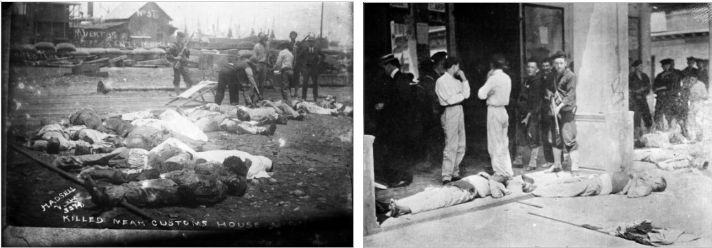 La población civil veracruzana, parapetada en casas.jpg La población civil veracruzana, parapetada en casas, postes, puertas, azoteas y ventanas, prestó un servicio fundamental a la defensa de la ciudad del Heroico Puerto. Sin embargo, su escasa preparación en el uso de armas e inferioridad numérica provocó que cientos de ellos, perdieran la vida en combate.