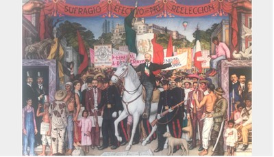 En Retablo de la Revolución (1968), Juan O’Gorman recuperó el lema “Sufragio efectivo, No reelección”, catalizador de todas las fuerzas revolucionarias.