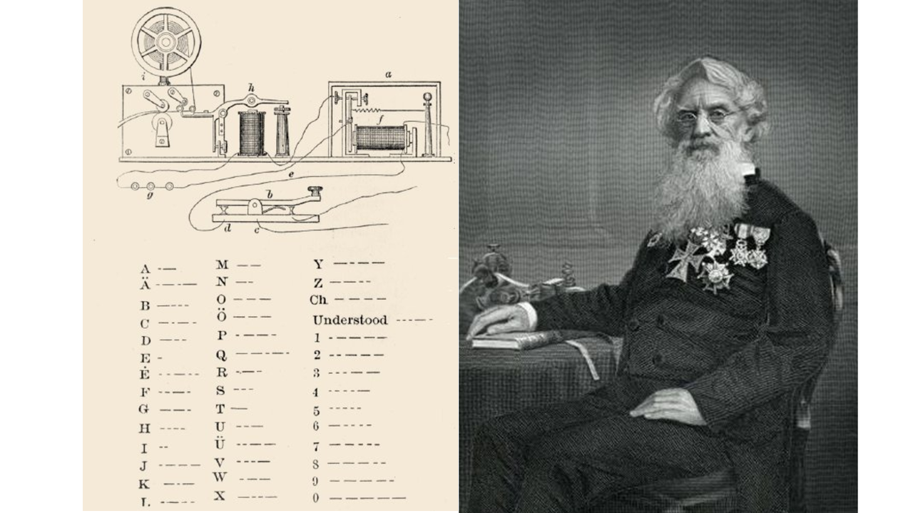 El código Morse combina puntos y rayas generados por impulsos eléctricos.png El código Morse combina puntos y rayas generados por impulsos eléctricos. Utilizado en mayo de 1844 para comunicar Washington con Baltimore en los Estados Unidos, aquélla fue la primera vez en la historia que se envió un mensaje a larga distancia de forma casi instantánea. El invento de Samuel Morse revolucionó así las comunicaciones del planeta. Fotos recuperadas del artículo: El código Morse cumple 175 años.