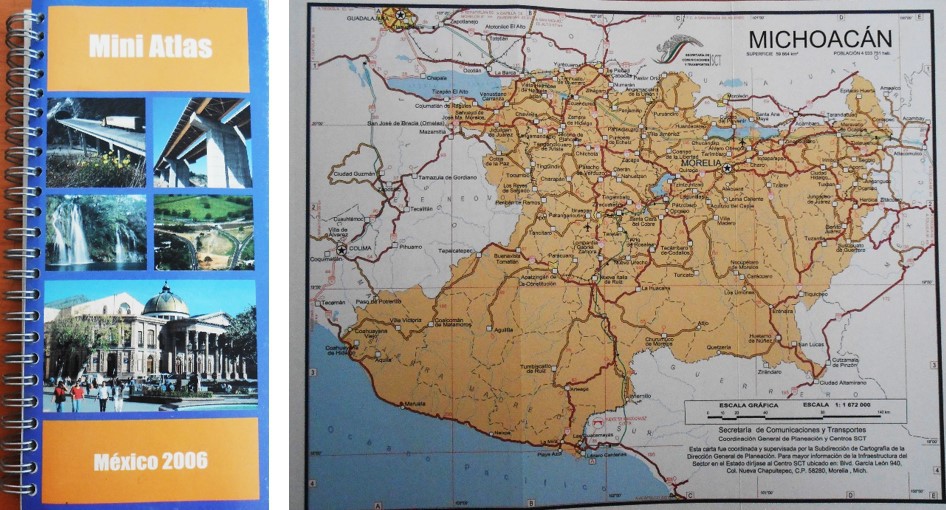 3 Los Mini Atlas contenían información.jpg Los Mini Atlas contenían información de cada estado de la República, y se convirtieron en una herramienta muy valiosa para la localización de los diversos caminos y carreteras que ayudaron al turista a desplazarse con seguridad. Biblioteca de la Dirección General de Servicios Técnicos SICT.