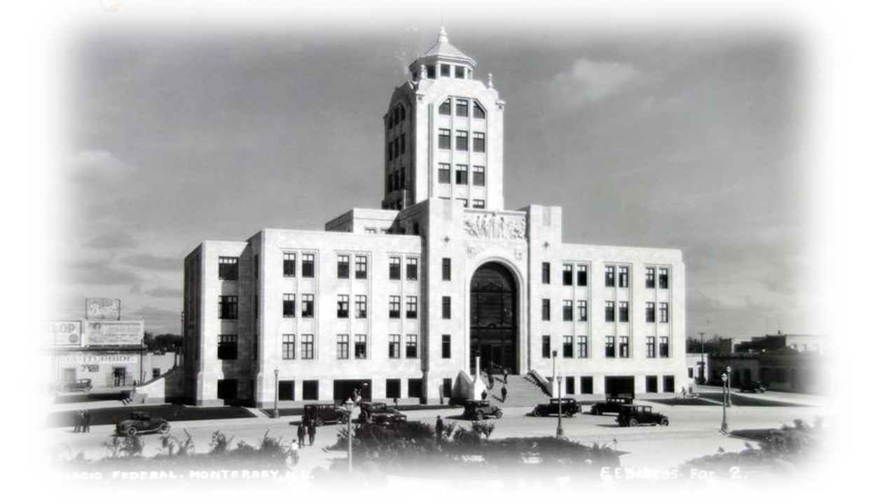 LA OBRA 09.png El palacio federal de la ciudad de Monterrey es una obra más realizada por la SCOP hacia 1928-1929. mexicoenfotos.com/mobile/photo.php?id=MX14779284935883
