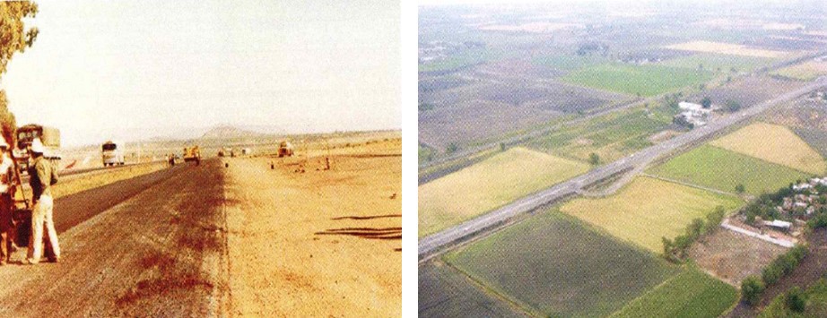 11 Tramo Irapuato-Abasolo.jpg Tramo Irapuato-Abasolo (28 km) de la carretera Irapuato-Guadalajara. Tramo Celaya-Salamanca (34 km) de la carretera Querétaro-León. Libro: XXX Aniversario de los Centros SCT. SCT.