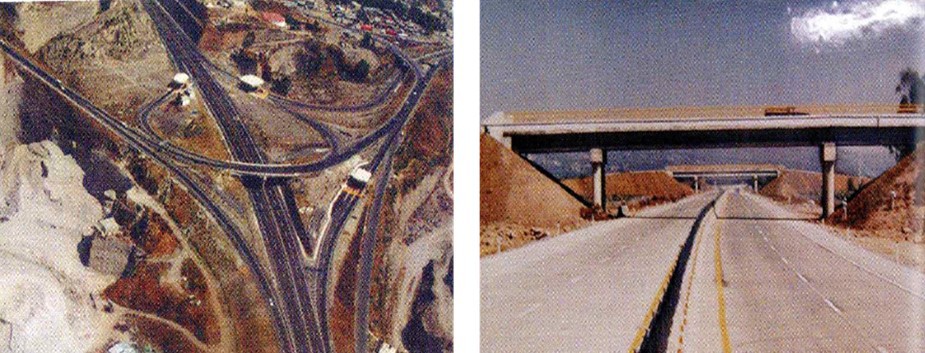 15 Distribuidor Chamapa.jpg Distribuidor Chamapa en construcción. Carretera federal Pirámides-Tulancingo construida con pavimento de concreto hidráulico. Libro: XXX Aniversario de los Centros SCT. SCT.