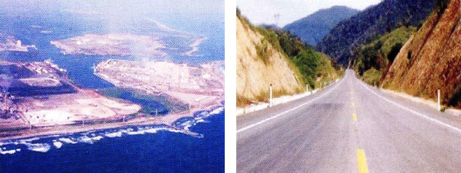 16 Puerto Lázaro Cárdenas.jpg Puerto Lázaro Cárdenas con 1850 has de extensión, una de las terminales portuarias más importantes de México. Tramo Pátzcuaro-Las Cañas de la Autopista Pátzcuaro-Lázaro Cárdenas, vía que une directamente a Morelia con el puerto Lázaro Cárdenas. Libro: XXX Aniversario de los Centros SCT. SCT.
