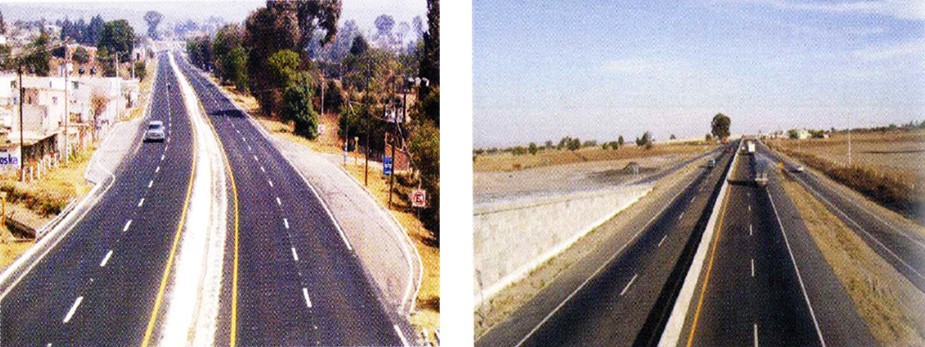 29 Autopista concesionada San Martín Texmelucan.jpg Autopista concesionada San Martín Texmelucan-El Molinito con 28.6 km de longitud; une a las ciudades de Tlaxcala y Apizaco con la autopista México-Puebla. Modernización de la carretera Apizaco-Huamantla de 2 a 4 carriles en 19.4 km. Libro: XXX Aniversario de los Centros SCT. SCT.