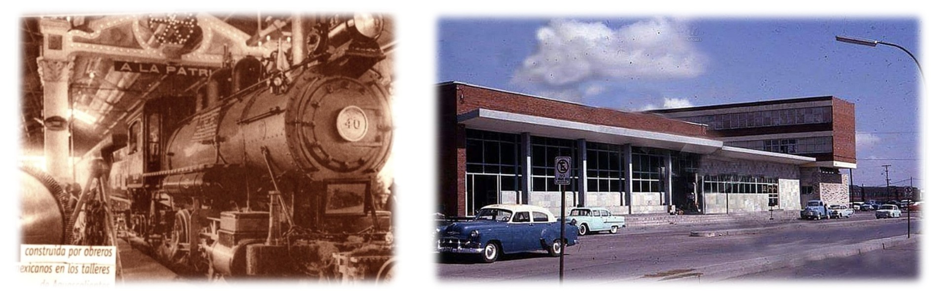 La locomotora N. de M. 40 y la estación de ferrocarril de Nuevo Laredo fueron construidas por los Ferrocarriles Nacionales de México en 1913 y 1953 respectivamente. https://expresionmexico.com/2023/08/31/herencia-ferrocarrilera-en-aguascalientes/ https://elmanana.com.mx/nuevo-laredo/2023/4/16/la-marrana-el-historico-tren-de-pasajeros-que-todos-extranan-en-nuevo-laredo-97284.html