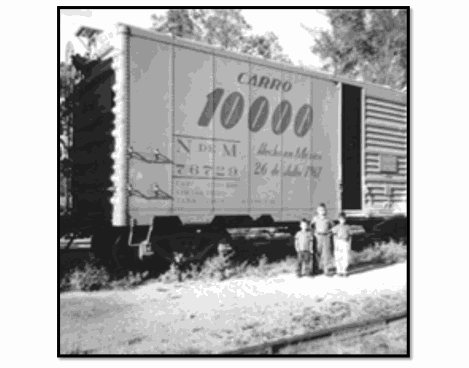 Carro número diez mil para los Ferrocarriles Nacionales de México, construido en 1961. https://mexlist.com/40foot/PartIV.htm