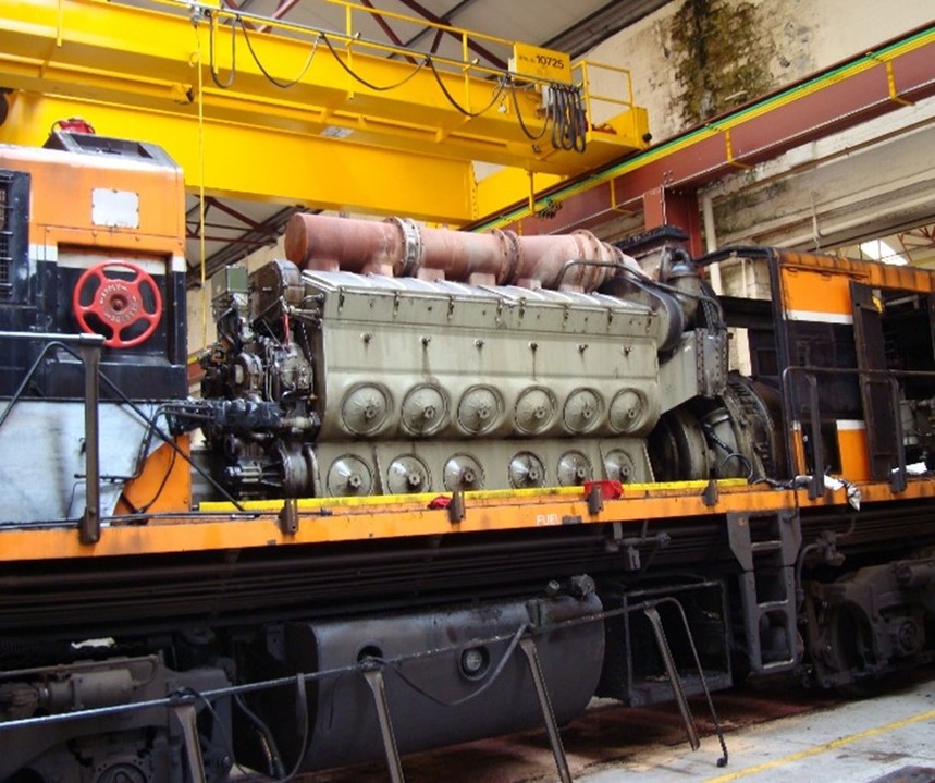 Las locomotoras diésel utilizan como fuente de energía la producida por un motor de combustión interna de ciclo diésel. https://es.wikipedia.org/wiki/EMD_645