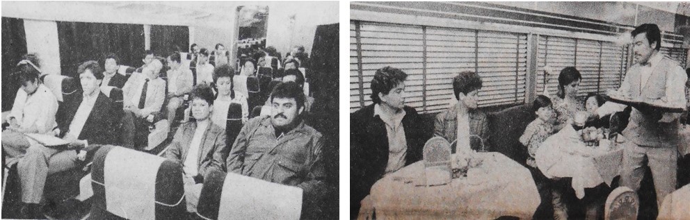 3 Modernos asientos y un servicio esmerado.jpg Modernos asientos y un servicio esmerado en el carro-comedor fueron parte de los atractivos del nuevo tren “El Constitucionalista”. El Universal 25 de mayo de 1987.