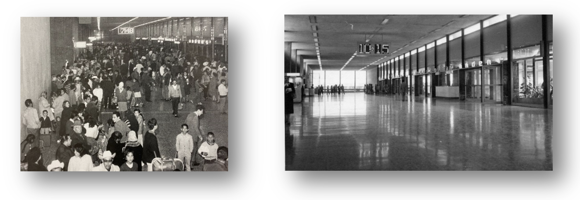 ESTACION CENTRAL DE PASAJEROS EN BUENAVISTA 07 reemplazo.png En época de vacaciones el vestíbulo que daba acceso a los andenes registraba esta escena en la primera fotografía. Libro: Los ferrocarriles en la Ciudad de México. Movilidad y abastecimiento de una gran urbe 1860-1970.