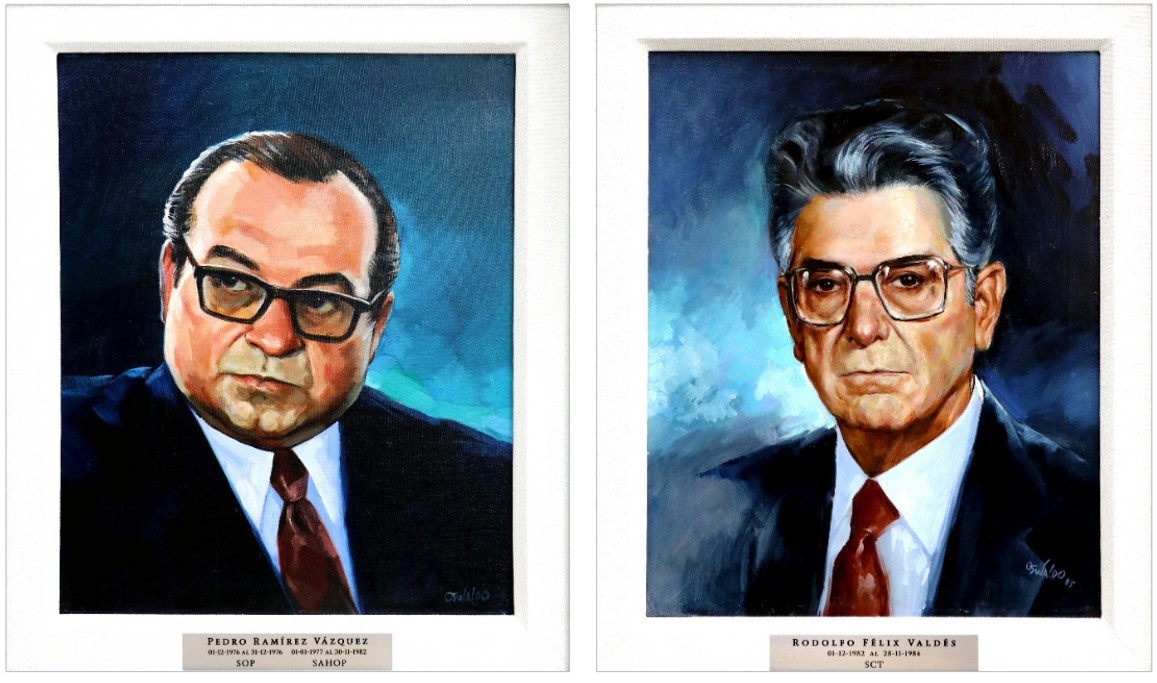 Arq Pedro Ramirez Vazquez.jpg Arq. Pedro Ramírez Vázquez e Ing. Rodolfo Félix Valdés. Colección SICT.