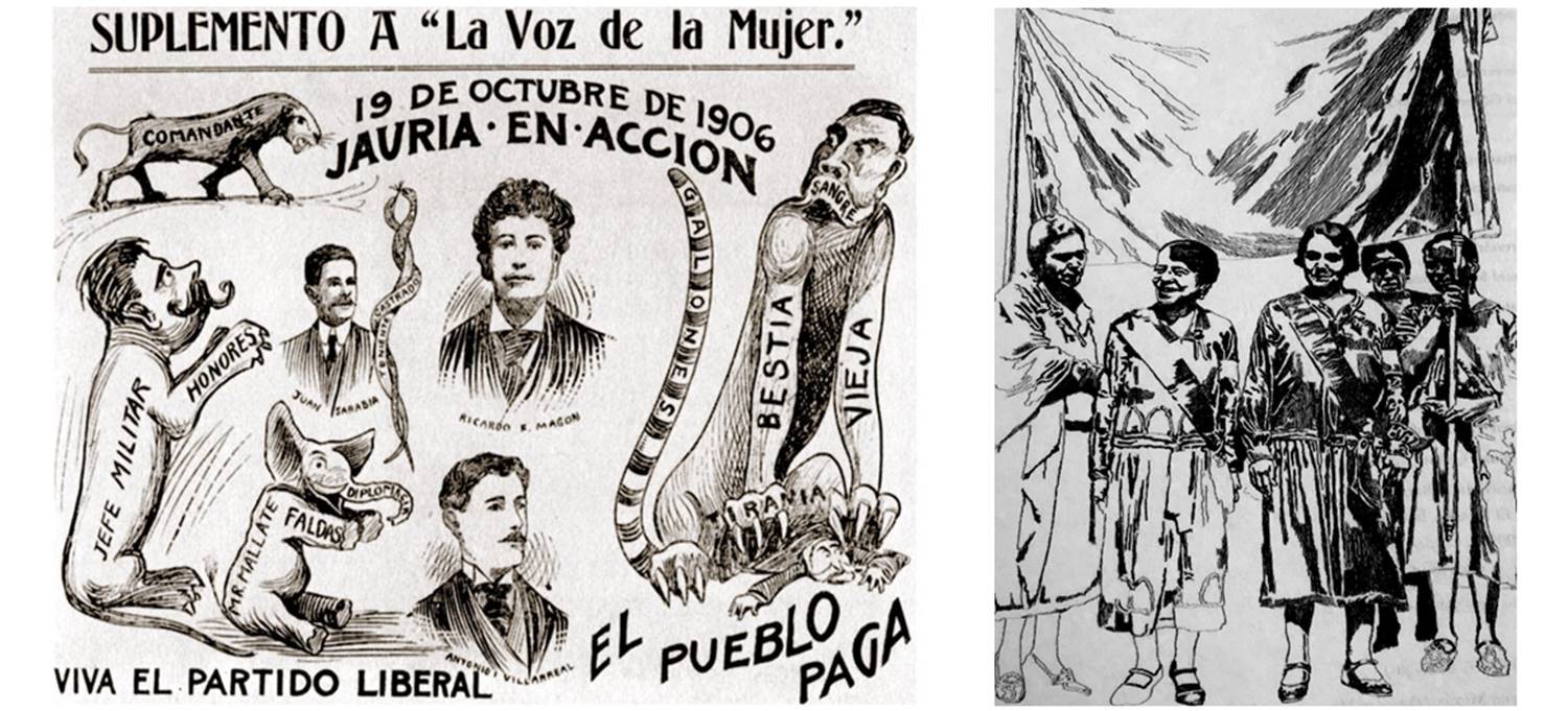 Además de los periódicos oposicionistas impulsados por Ricardo Flores Magón, los liberales contaron con semanarios como La Voz de la Mujer y Mujer Moderna, en cuyas páginas se defendió el ideario magonista y el deber de las mujeres en la lucha revolucionaria. Fotos recuperadas de: ¡Tierra y Libertad! El sueño de una Revolución y Las magonistas.