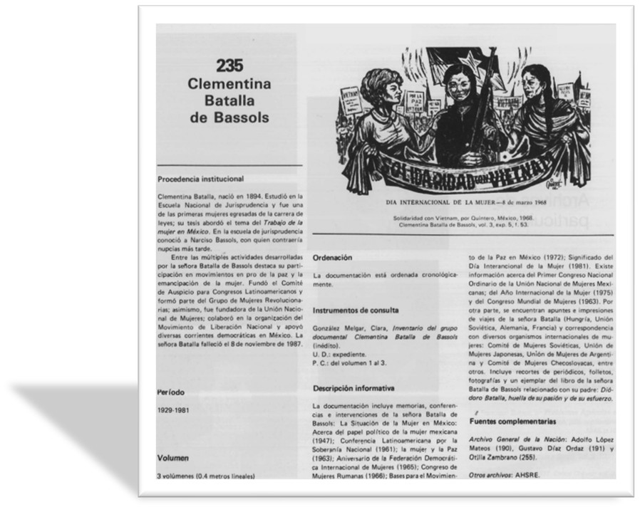 CLEMENTINA 05.jpg Fondo documental Clementina Batalla de Bassols alojado en el Archivo General de la Nación. https://archivos.gob.mx/GuiaGeneral/pdf/004/235-Clementina-Batallas-de-Bassols.pdf