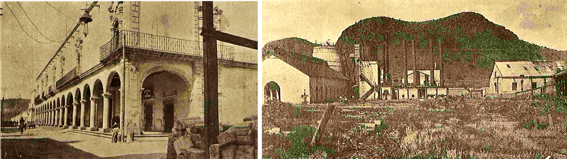 2 junto.png Junto con las haciendas, la industria minera se consolidó como fuente de desarrollo para Durango. Por ello, el gobierno de Díaz ordenó la construcción de caminos de tierra y de fierro que permitieran el traslado y comercio de sus productos. Fotos recuperadas del libro: Durango Gráfico.