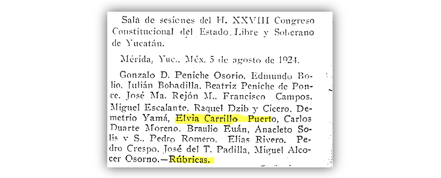 ELVIA PUERTO CARRERO 4.png Hemeroteca Nacional Digital de México, Periódico Oficial del Estado de Yucatán. Diario Oficial, 7 de agosto de 1924, p. 2