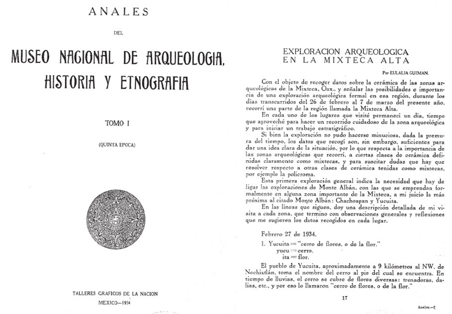 7 Minuciosa en la búsqueda de vestigios arqueológicos.jpg Minuciosa en la búsqueda de vestigios arqueológicos, Eulalia Guzmán registró este conocimiento en numerosos artículos, ensayos y libros. Imágenes recuperadas de: Secretaría de Educación Pública.