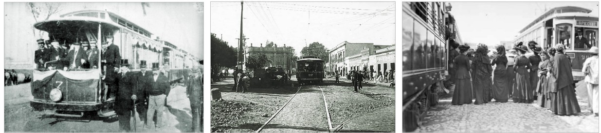 La introducción de la electricidad en el cambio de siglo.jpg La introducción de la electricidad en el cambio de siglo, permitió ofrecer servicios de transporte como el del tren eléctrico, el cual comunicó a las poblaciones de Tacubaya y Tlapan con la ciudad. Fotos recuperadas de: El Tiempo y su Memoria.
