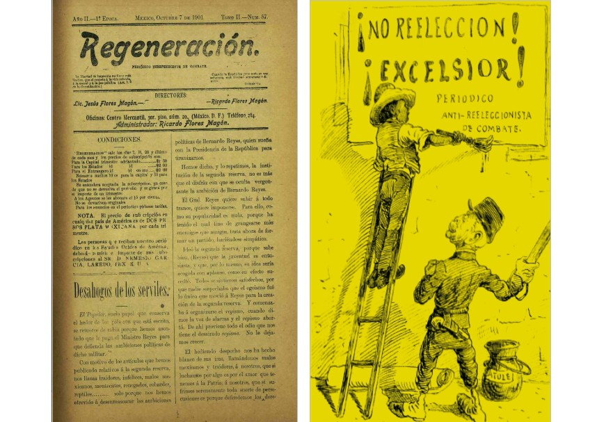 Para Ricardo Flores Magon el periodismo de combate publicado.jpg Para Ricardo Flores Magón, el periodismo de combate publicado por la “prensa honrada” significaba hacerse eco de los sufrimietnos del pueblo y luchar por su soberanía. Fotos recuperadas: Regeneración y el libro Historia de la Revolución Mexicana.