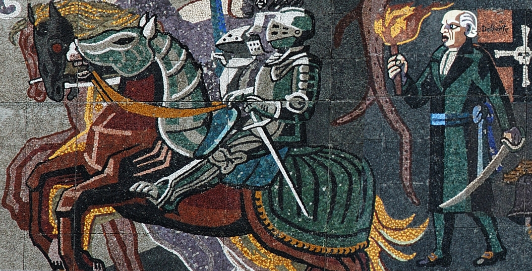 La furia de Hidalgo contra los españoles captada en este mosaico. SCT.