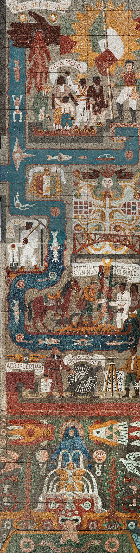 Segunda sección del mural Los Libertadores (ala derecha). SCT.