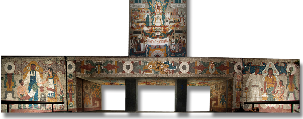 Acceso al edificio C enmarcado por dos murales de Juan.png