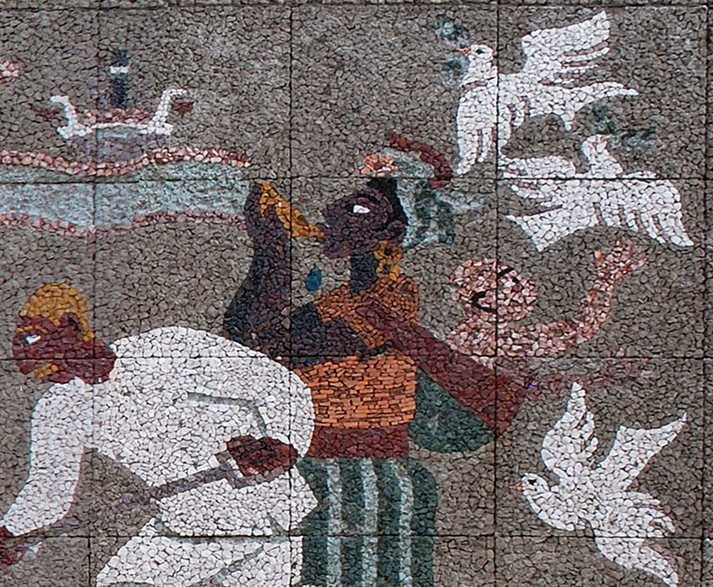 Mujer maya tocando el caracol. SCT.